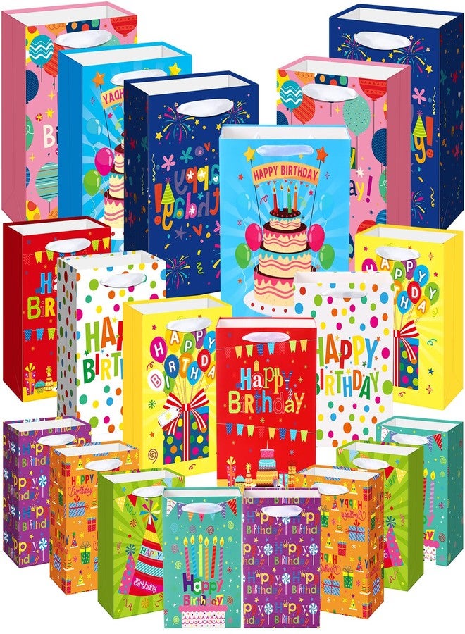 Gilprop 20pcs Birthday Gift Bag with Handle Gift Bags Assorted Sizes and Designs Large, Medium, Small Size for Kids, Boys, Girls, Women and Men' Birthdays Party - Image 1